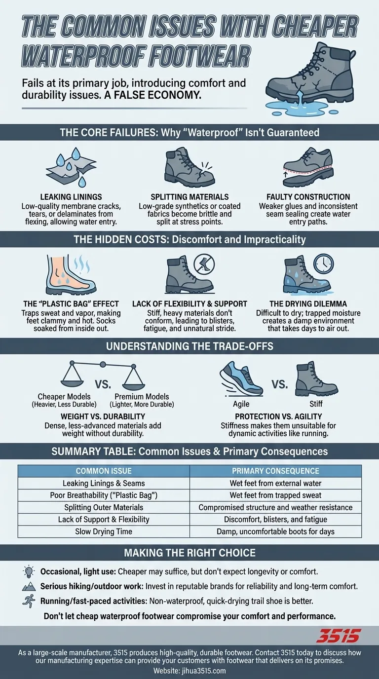 Quels sont les problèmes courants avec les chaussures imperméables bon marché ? Évitez les fuites, l'inconfort et la fausse économie Guide Visuel