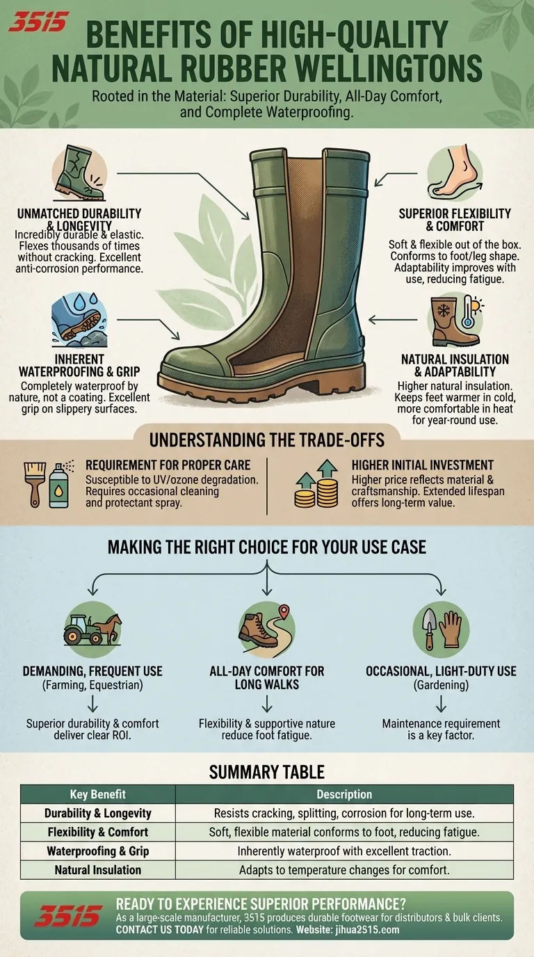 Quali sono i vantaggi degli stivali di gomma naturale di alta qualità? Durata superiore, comfort e impermeabilità Guida Visiva