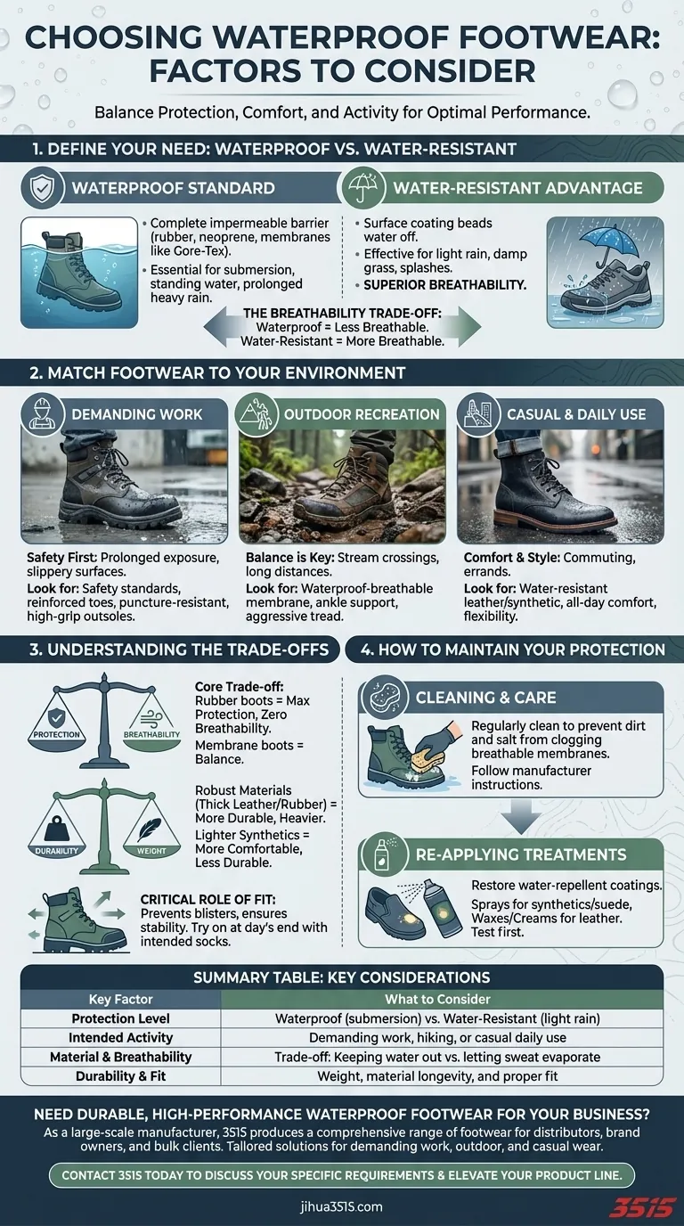 Quels facteurs faut-il prendre en compte lors du choix de chaussures imperméables ? Trouvez l'équilibre parfait pour vos besoins Guide Visuel