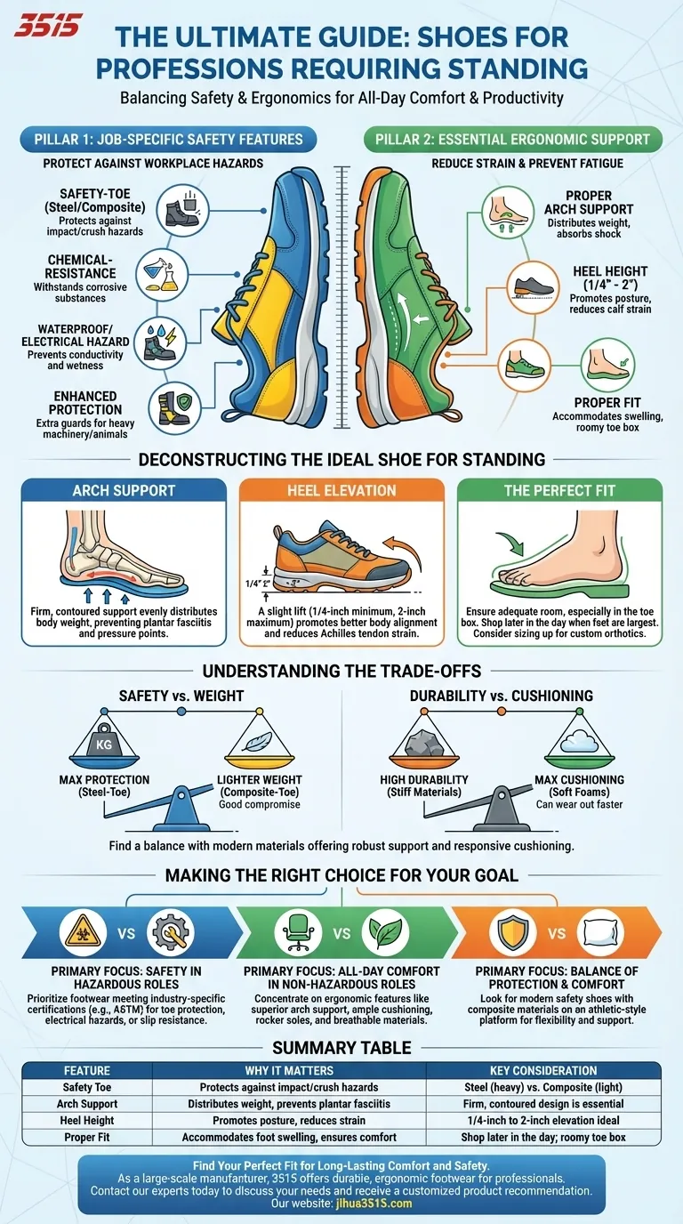 Quali tipi di scarpe sono raccomandati per le professioni che richiedono di stare in piedi? Caratteristiche essenziali per il comfort tutto il giorno Guida Visiva