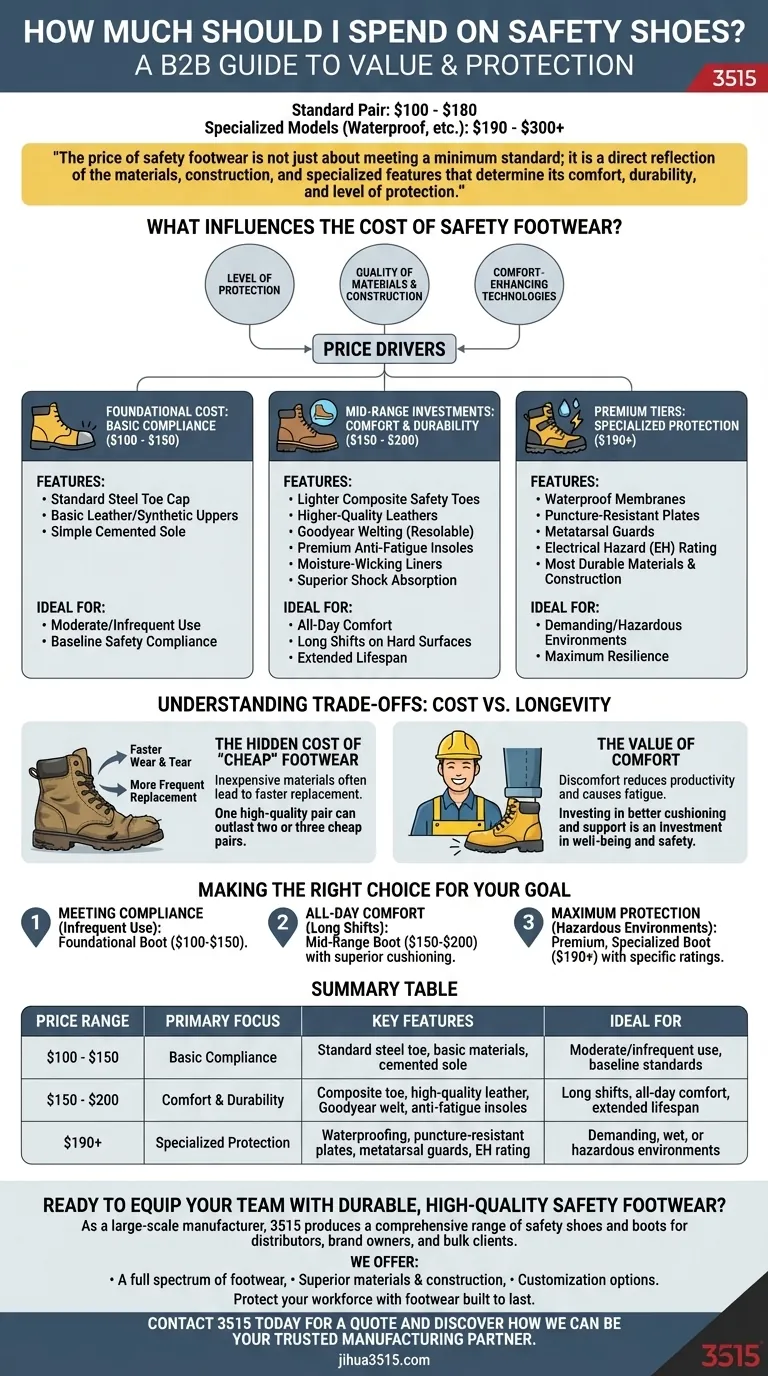 Quanto dovrei spendere per scarpe antinfortunistiche? Una guida a un investimento intelligente nella protezione dei piedi Guida Visiva