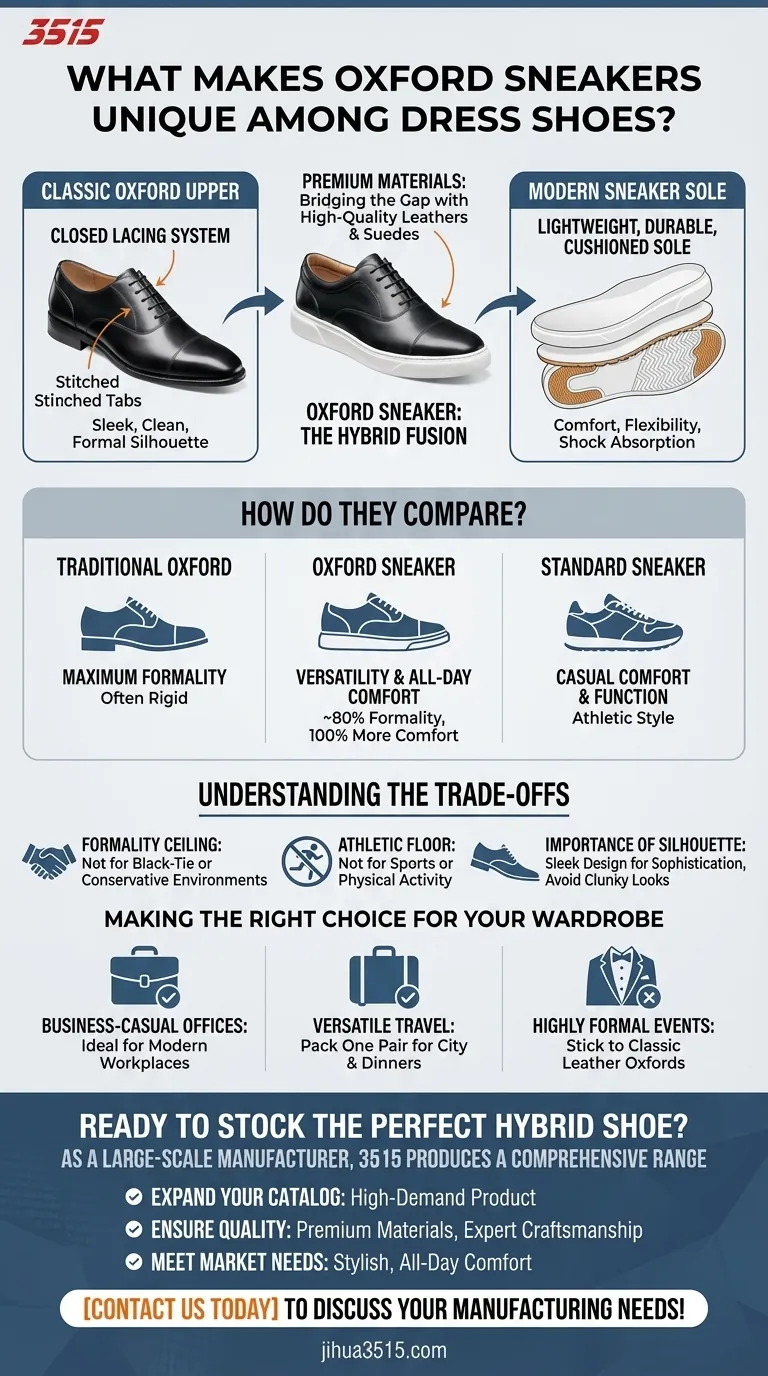 Cosa rende uniche le sneaker Oxford tra le scarpe eleganti? Scopri l'ibrido perfetto per stile e comfort Guida Visiva