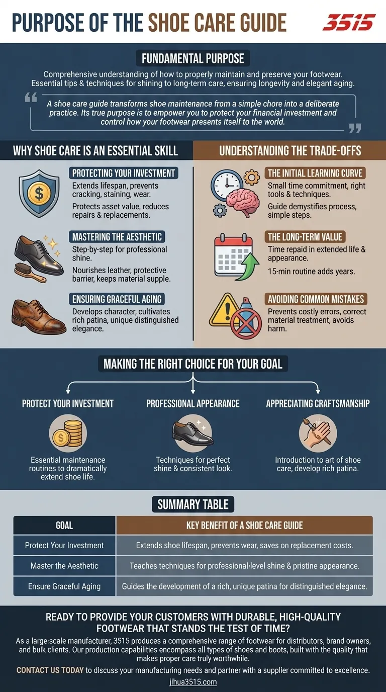 Quel est le but du guide d'entretien des chaussures ? Protégez votre investissement et rehaussez votre style Guide Visuel