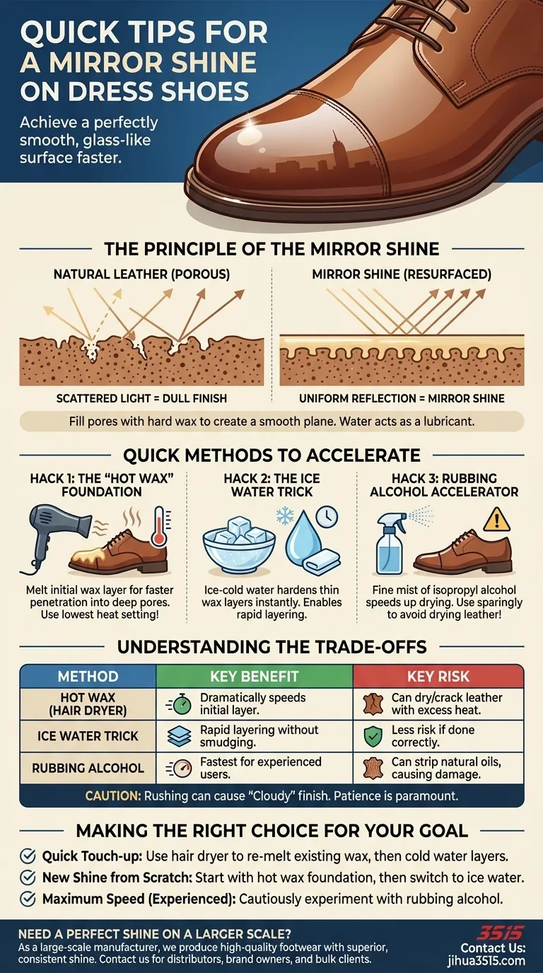 Quali sono alcuni rapidi consigli per ottenere una lucidatura a specchio sulle scarpe eleganti? Accelera la tua lucidatura con trucchi da professionista Guida Visiva
