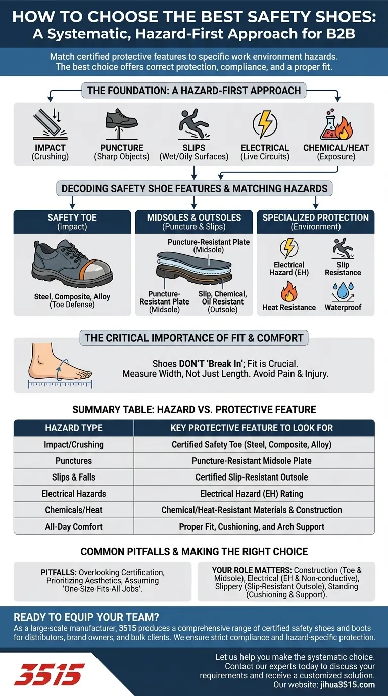 Come scelgo le migliori scarpe antinfortunistiche? Abbina le caratteristiche certificate ai tuoi pericoli Guida Visiva