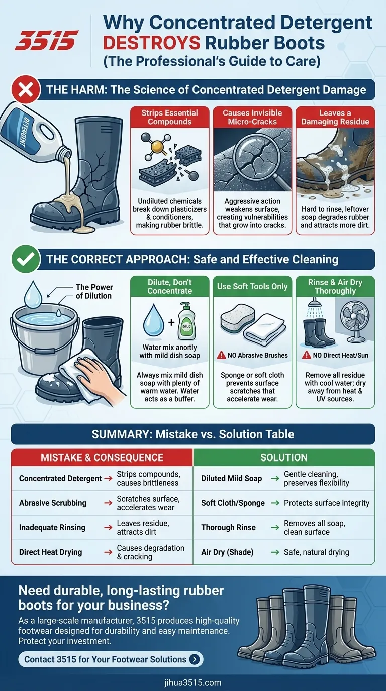 Pourquoi est-il nocif d'utiliser du détergent seul sur des bottes en caoutchouc ? Protégez votre investissement en chaussures Guide Visuel