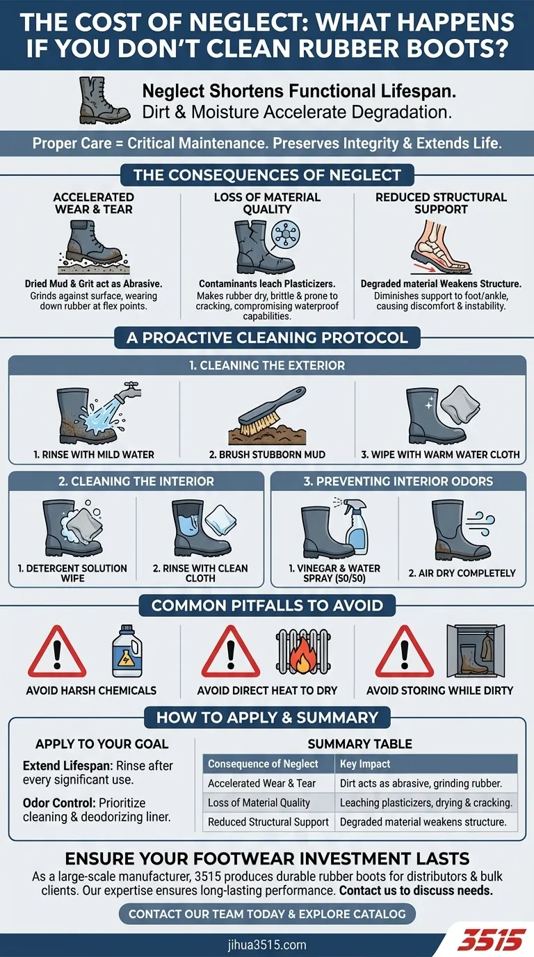 Cosa succede se trascuri la pulizia degli stivali di gomma? Proteggi il tuo investimento da guasti prematuri Guida Visiva
