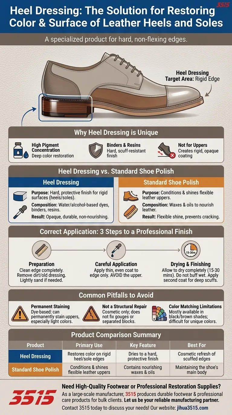 ¿Qué producto se utiliza para restaurar el color y la superficie del cuero en los tacones y las suelas? La Guía Profesional para el Aderezo de Tacones Guía Visual