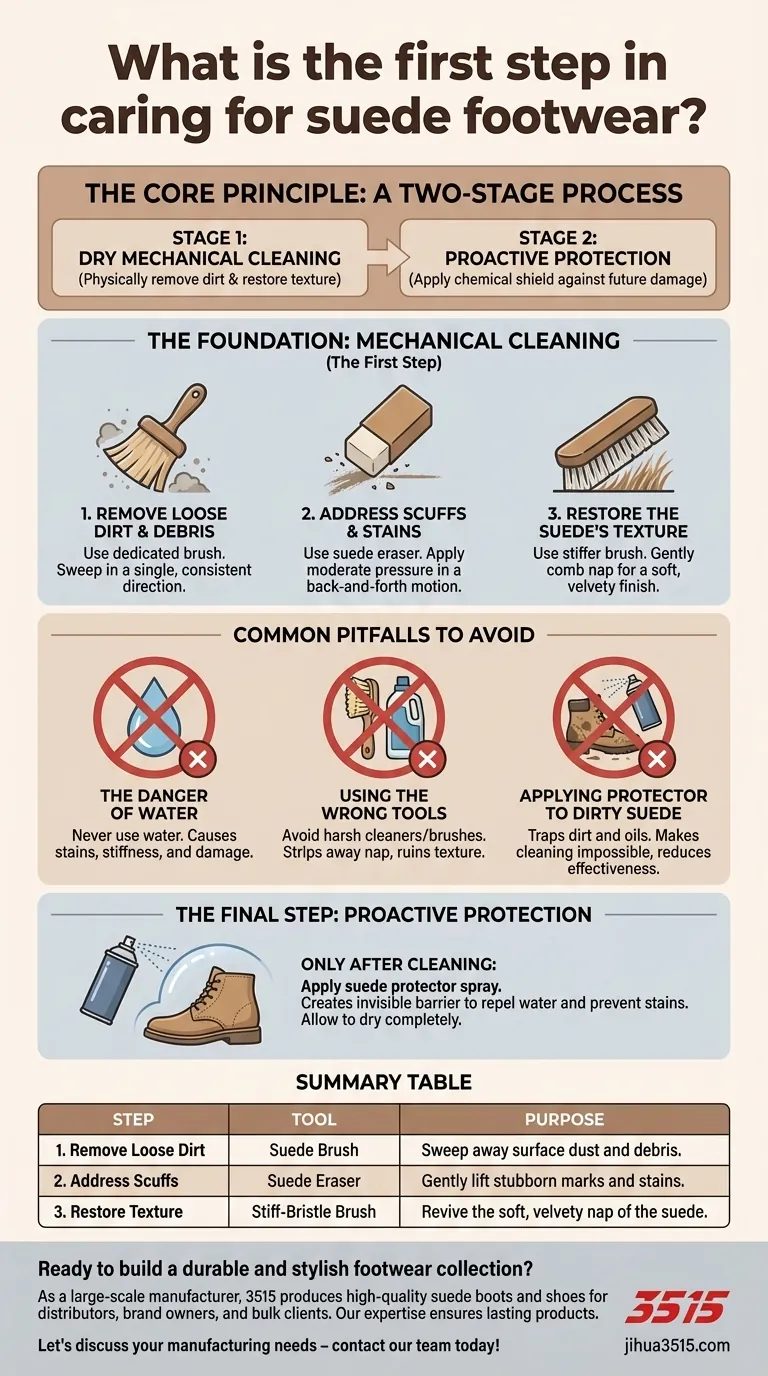 Quelle est la première étape pour entretenir des chaussures en daim ? Maîtriser le processus essentiel de nettoyage à sec Guide Visuel