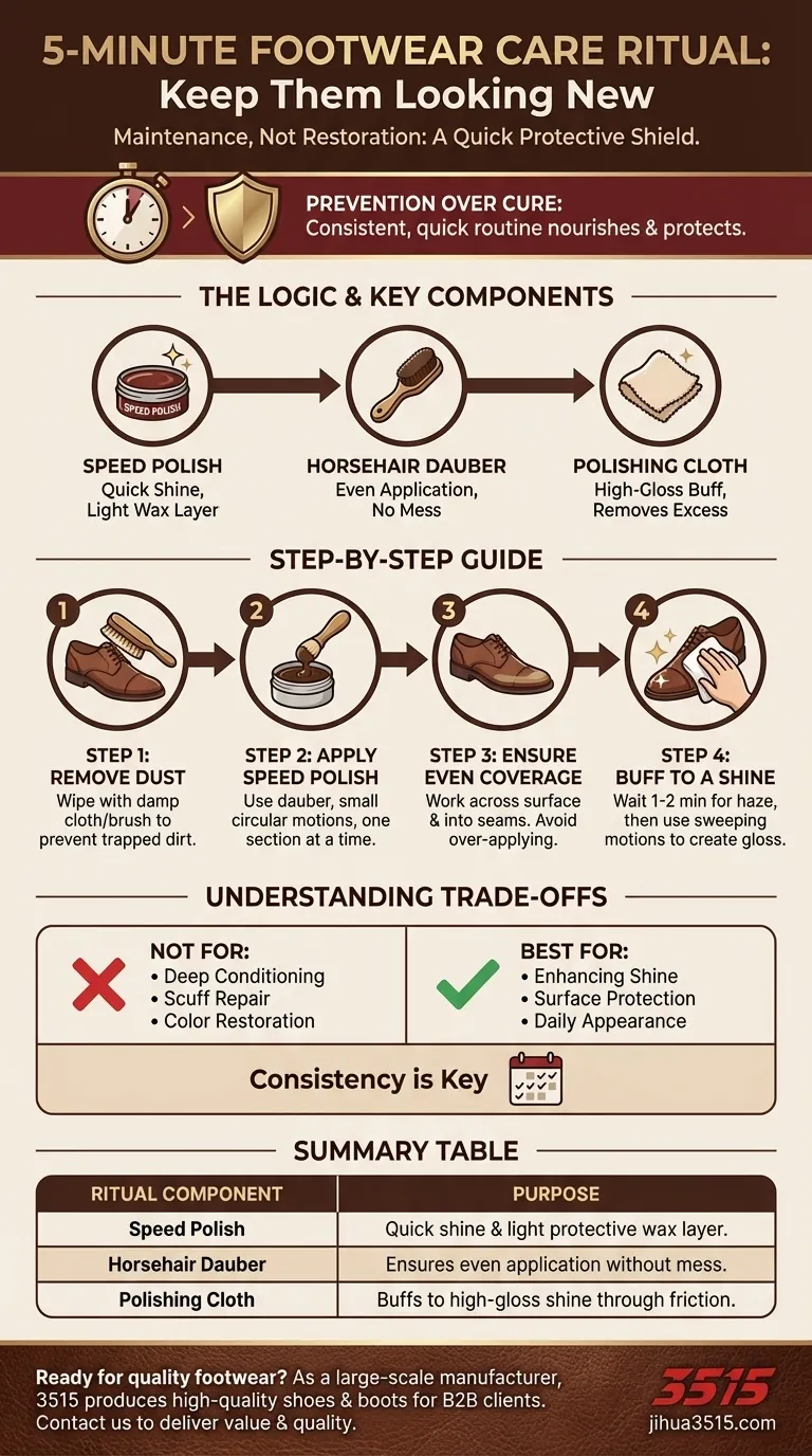 Quel est le rituel de soin rapide pour garder les chaussures comme neuves ? Un cirage de 5 minutes pour une brillance durable Guide Visuel