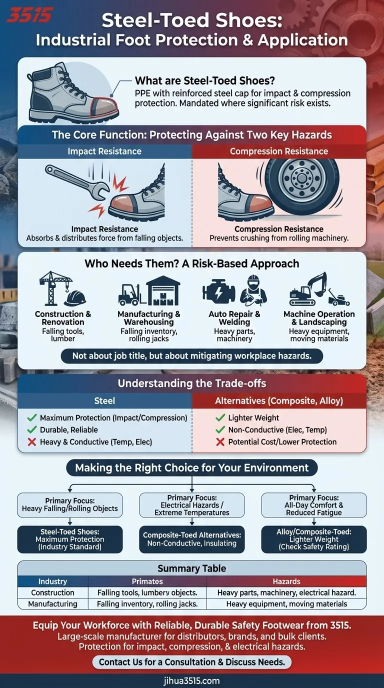 Cosa sono le scarpe con punta in acciaio e quali settori le utilizzano? Protezione essenziale per i piedi per lavori pericolosi Guida Visiva
