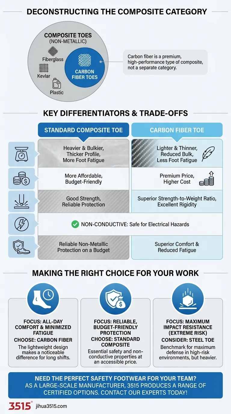 Quelles sont les principales différences entre les chaussures à embout en fibre de carbone et les chaussures à embout composite ? Choisissez le meilleur pour le confort et la sécurité Guide Visuel