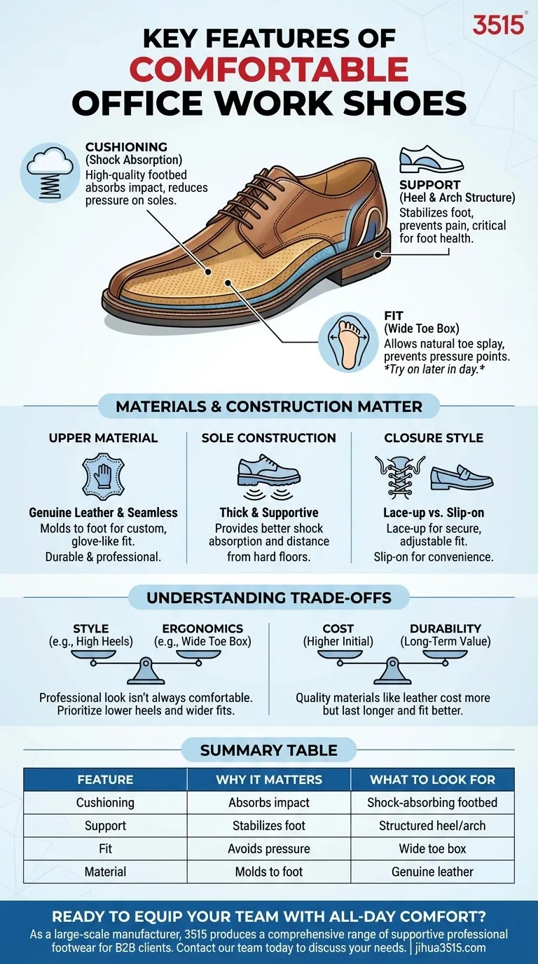 Quali sono le caratteristiche chiave da cercare nelle scarpe comode da ufficio? Trova calzature di supporto ed ergonomiche Guida Visiva
