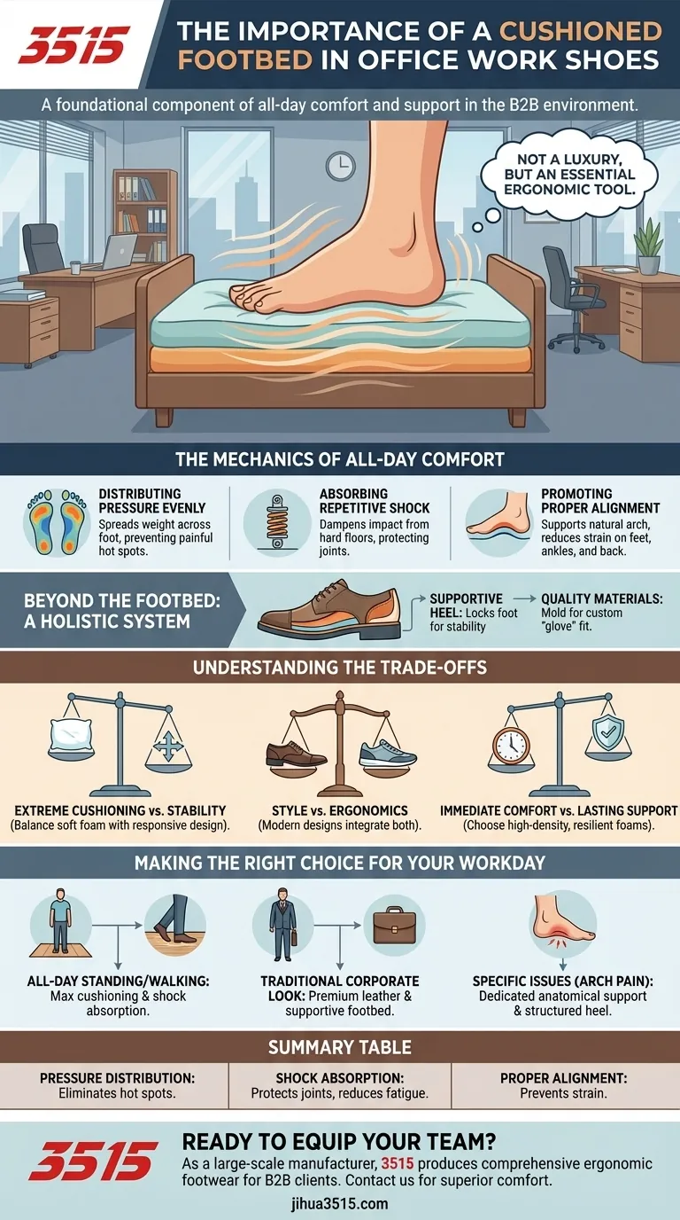 Perché un plantare ammortizzato è importante nelle scarpe da ufficio? Migliora il comfort e la produttività durante tutto il giorno Guida Visiva