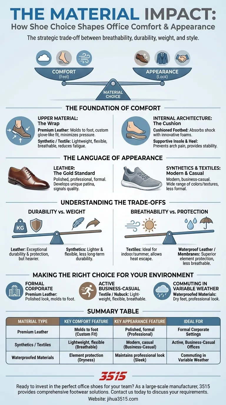 鞋材的选择如何影响办公鞋的舒适度和外观？一份战略指南 图解指南