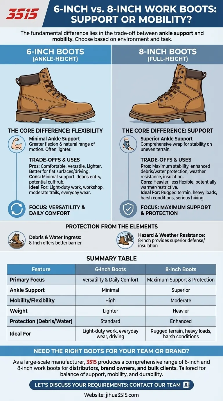 Quelles sont les principales différences entre les bottes de 6 pouces et de 8 pouces ? Soutien vs Mobilité expliqués Guide Visuel