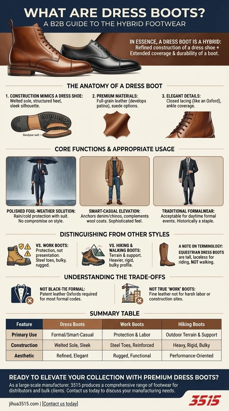 Qu'est-ce qu'une botte habillée et comment est-elle typiquement utilisée ? Un guide des chaussures élégantes Guide Visuel