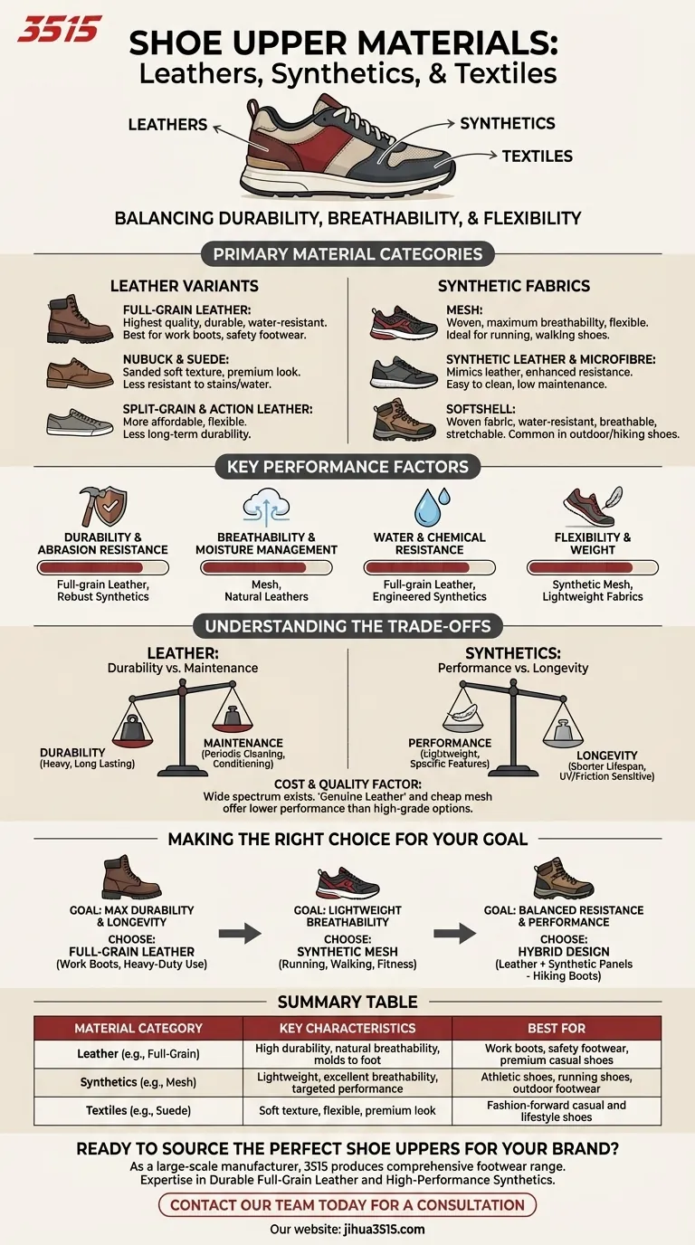 What materials can be used for the upper part of a shoe? Find the Perfect Fit for Durability & Performance Visual Guide