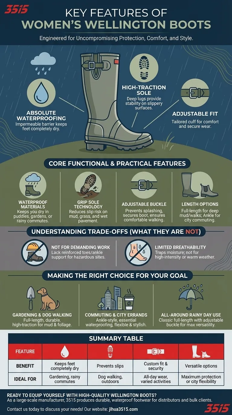 Quelles sont les caractéristiques clés des bottes de pluie pour femmes ? Restez au sec et en confiance par tous les temps Guide Visuel