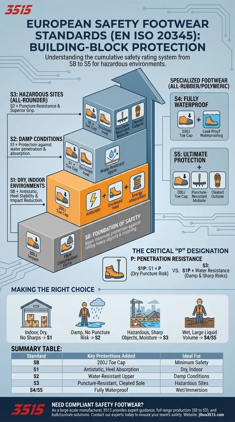 Quali sono le categorie di base degli standard europei di sicurezza per le calzature da lavoro? Una guida da SB a S5 Guida Visiva