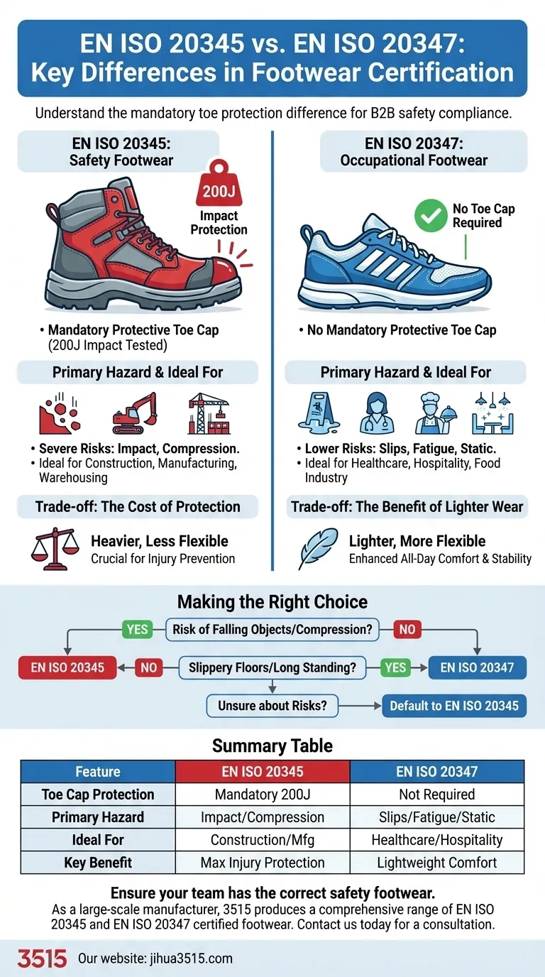 What are the key differences between EN ISO 20345 and EN ISO 20347 certifications? Choose the Right Footwear for Your Workplace Safety Visual Guide