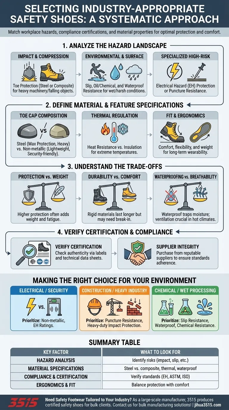 Quali fattori considerare nella scelta di scarpe antinfortunistiche adatte al settore? Una guida per abbinare i pericoli alla protezione Guida Visiva