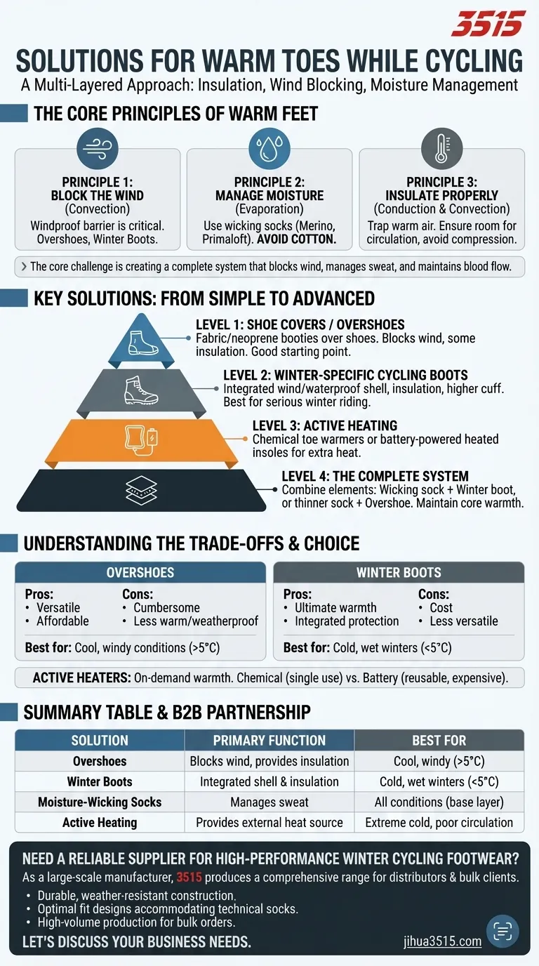 Quelles solutions sont suggérées pour garder les orteils au chaud pendant le vélo ? Un guide complet pour le confort à vélo en hiver Guide Visuel