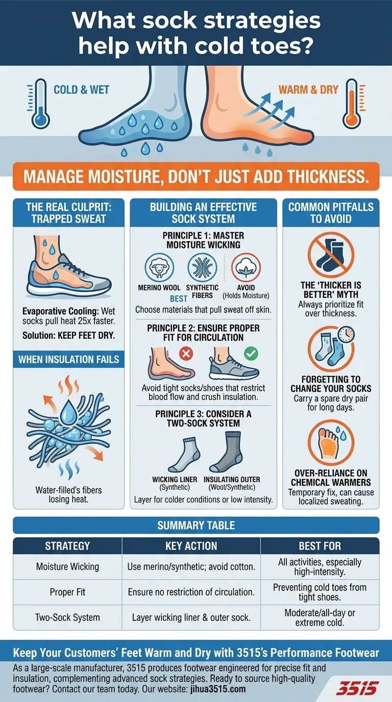 Quelles stratégies de chaussettes aident contre les orteils froids ? Maîtrisez le contrôle de l'humidité pour des pieds au chaud. Guide Visuel
