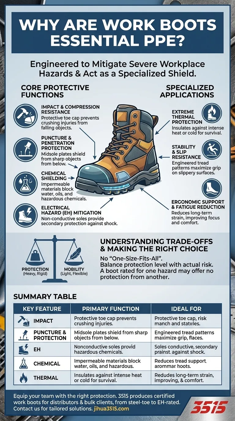 Why are work boots considered essential PPE? Unlock Superior Foot Protection for Your Workforce Visual Guide