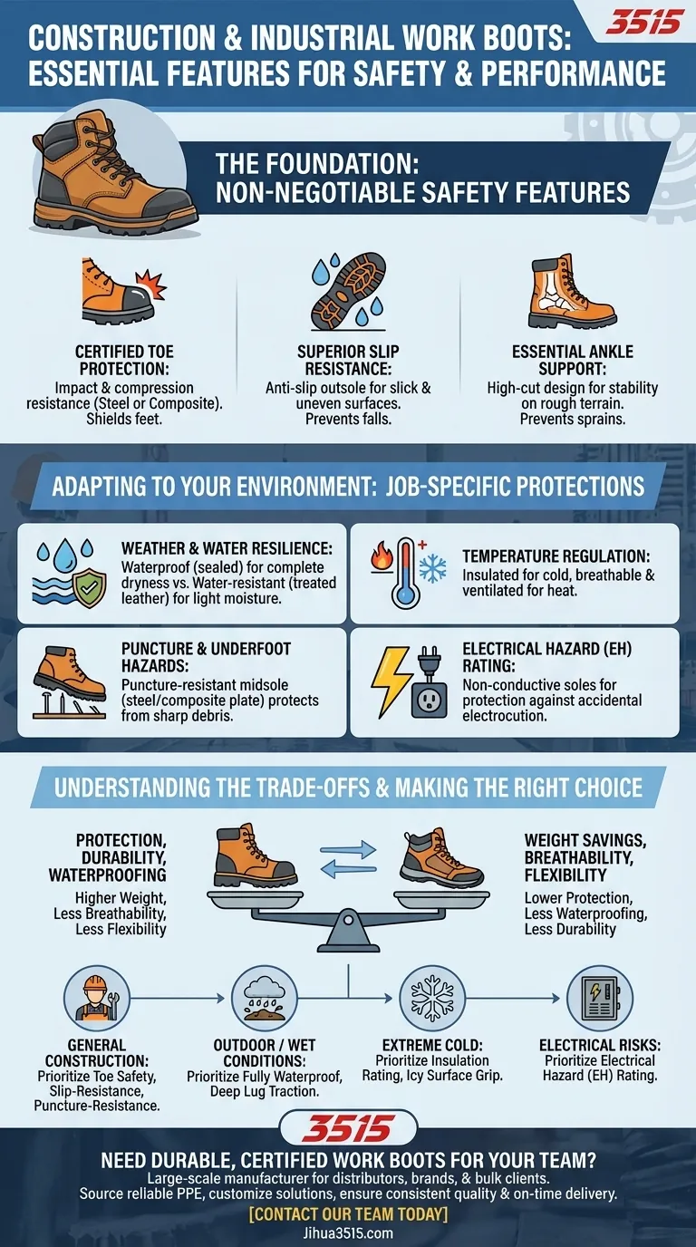 Quais características as botas de trabalho para construção e indústria devem ter? Guia Essencial de Segurança e Proteção Guia Visual