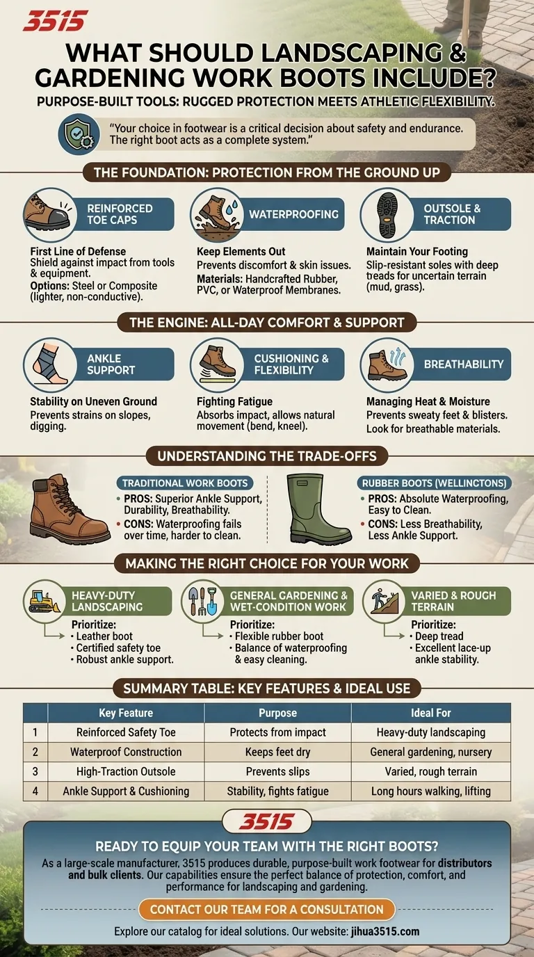 Que doivent inclure les bottes pour l'aménagement paysager et le jardinage ? Un guide des caractéristiques essentielles Guide Visuel