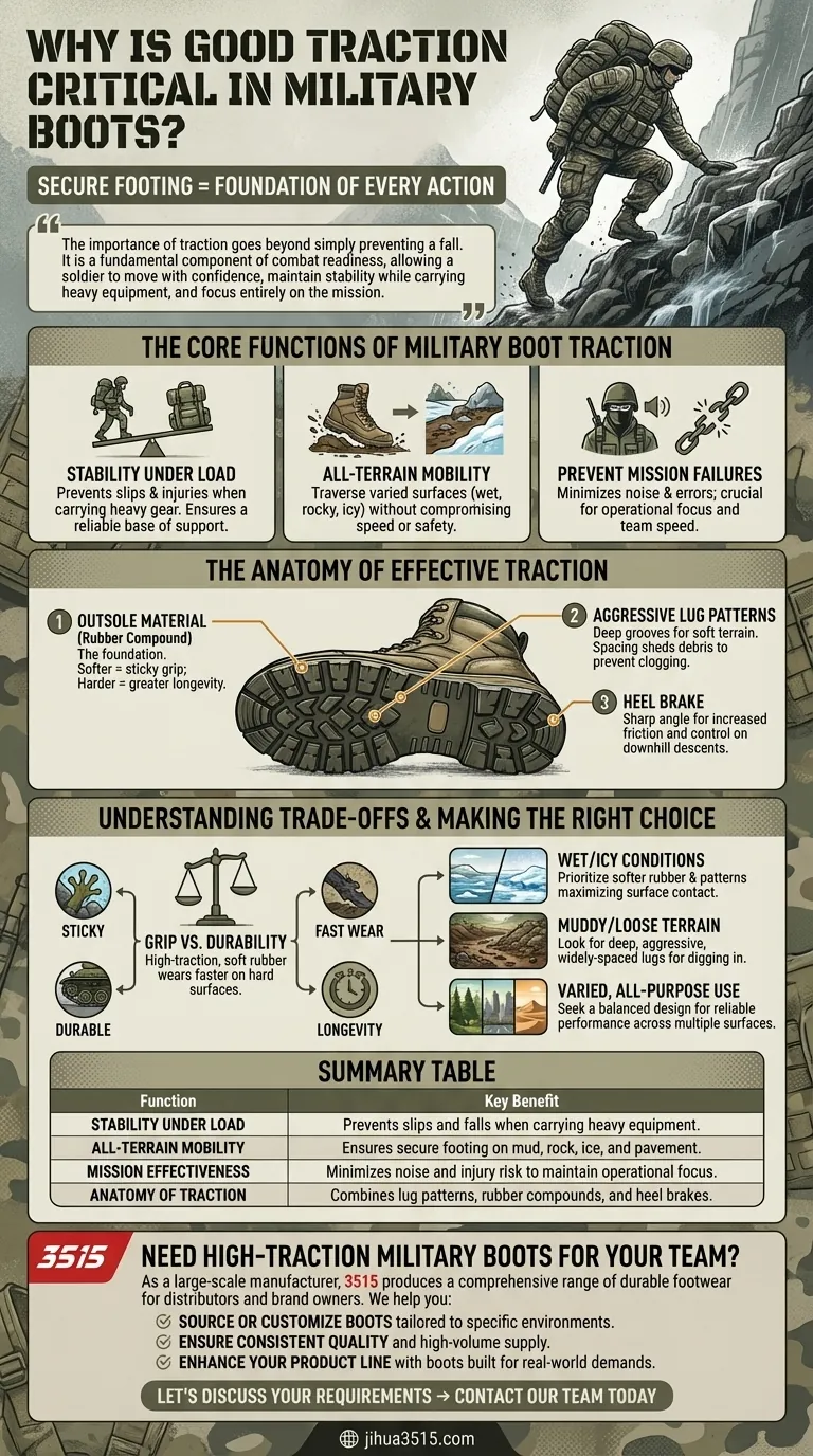 Pourquoi une bonne adhérence est-elle importante pour les bottes militaires ? Prévenir les glissades et améliorer le succès de la mission Guide Visuel
