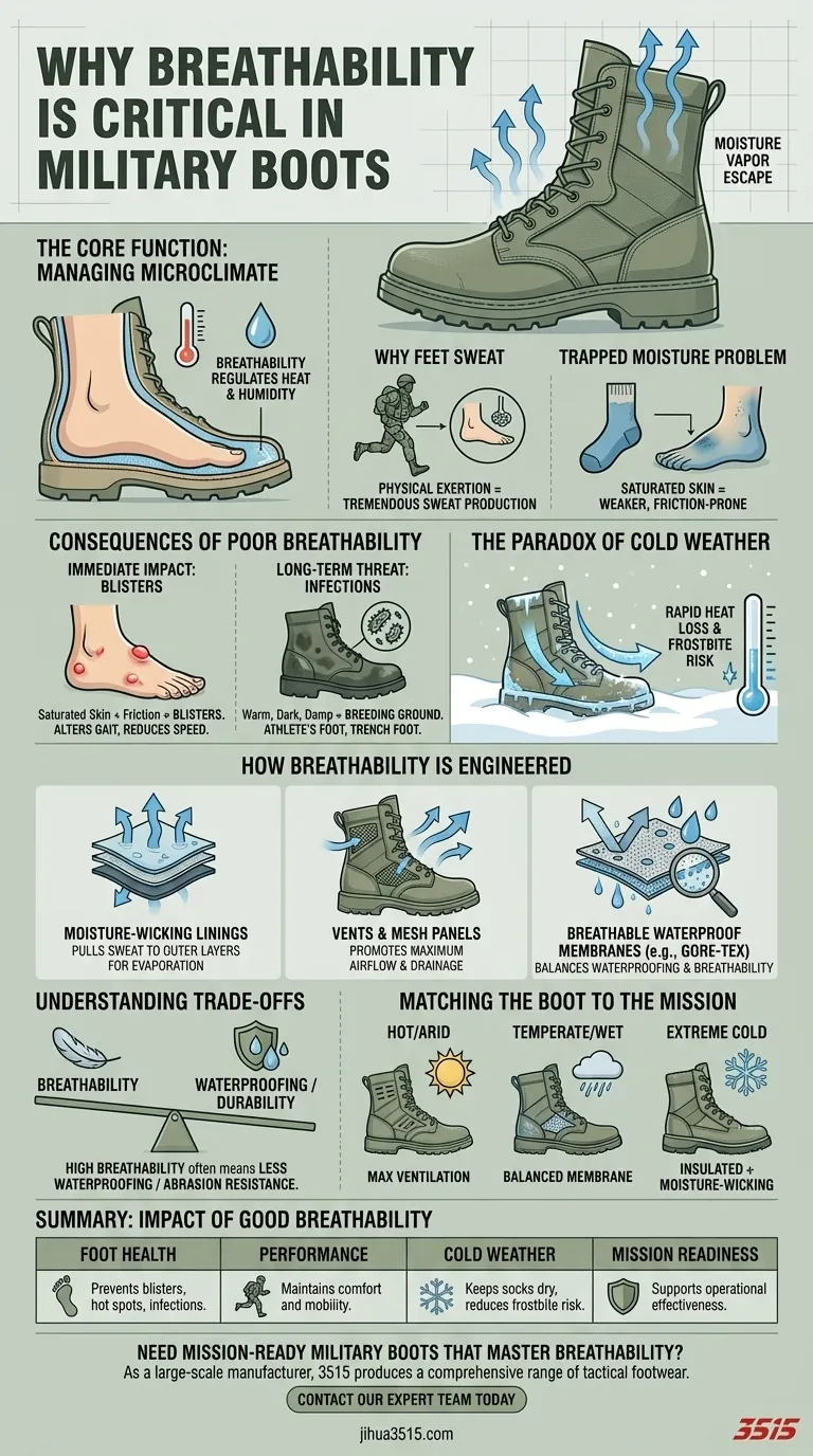 Pourquoi la respirabilité est-elle importante dans les bottes militaires ? Prévenir les ampoules et les infections pour des performances optimales Guide Visuel