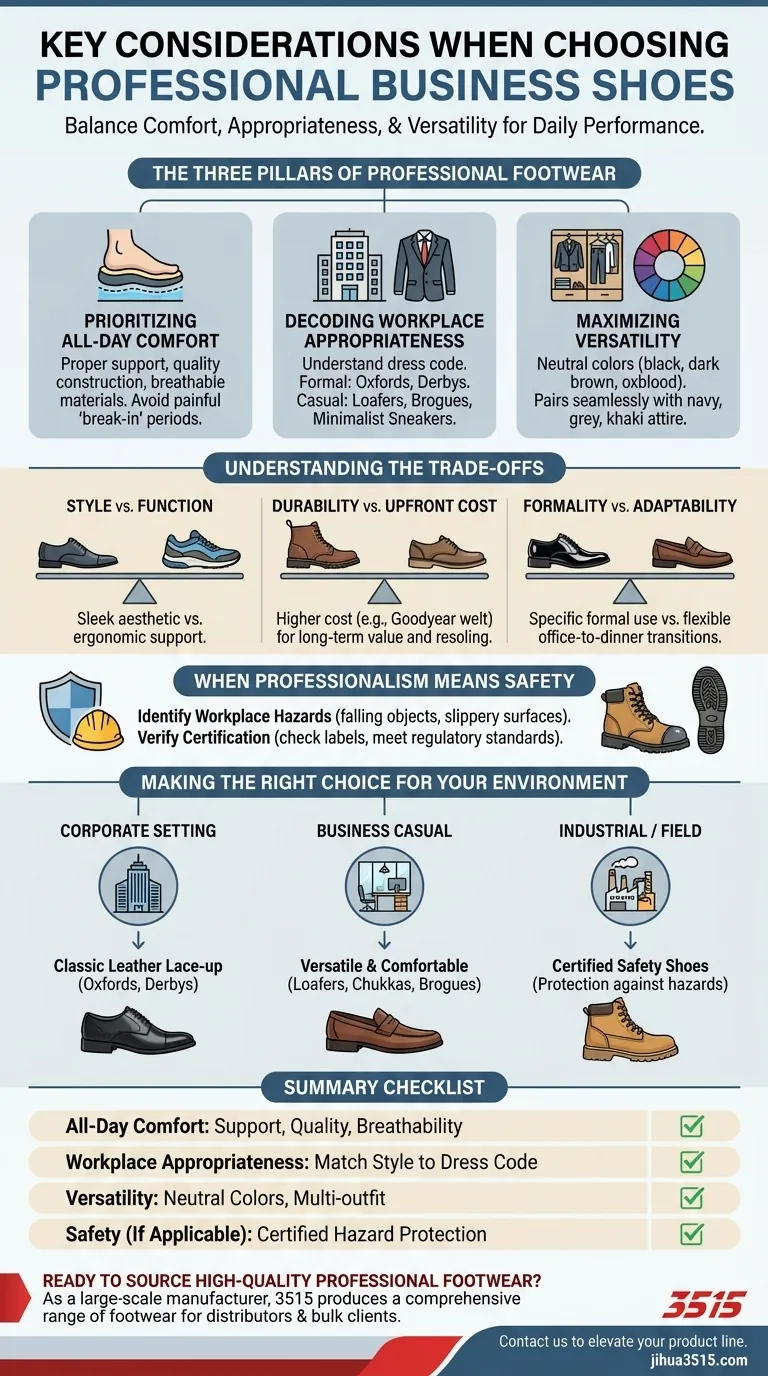 ما هي الاعتبارات الرئيسية عند اختيار أحذية العمل الاحترافية؟ ارفع صورتك المهنية دليل مرئي