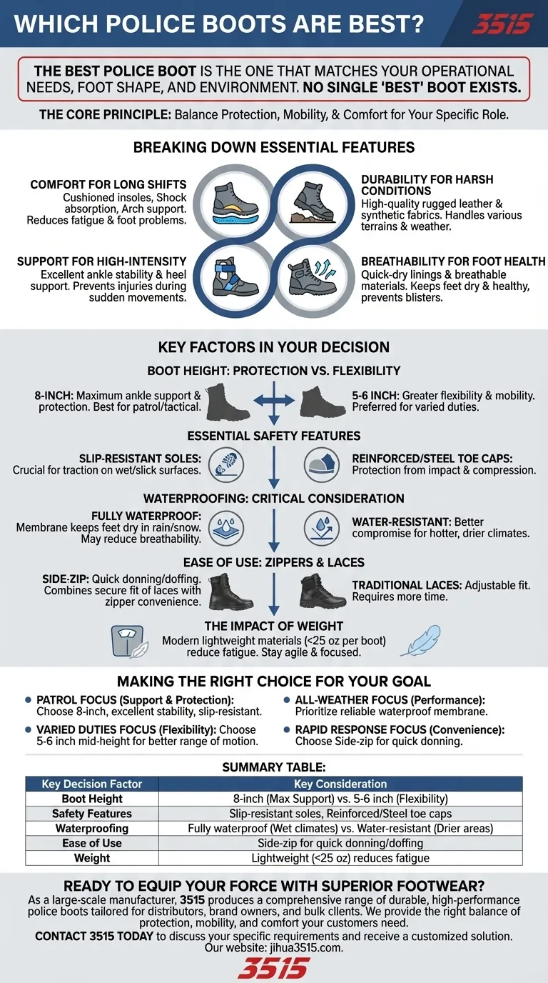 어떤 경찰 부츠가 가장 좋을까요? 임무에 완벽하게 맞는 부츠 찾기 시각적 가이드