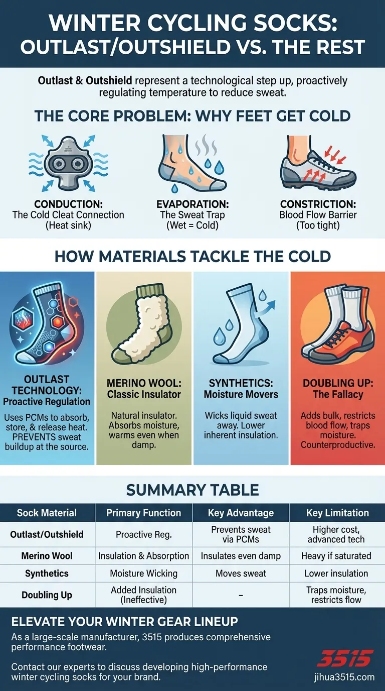 Comment les chaussettes Outlast/Outshield se comparent-elles aux autres types de chaussettes pour le cyclisme hivernal ? Libérez la chaleur proactive. Guide Visuel