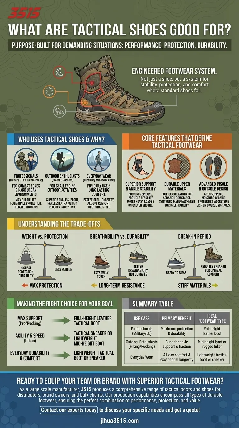 What are tactical shoes good for? Unmatched Performance for Demanding Situations Visual Guide