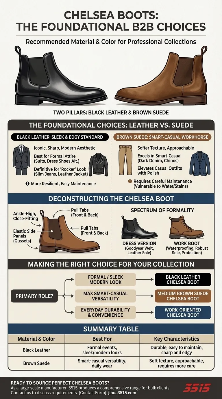 Quel est le matériau et la couleur recommandés pour les bottines Chelsea ? Maîtriser les deux styles fondamentaux Guide Visuel