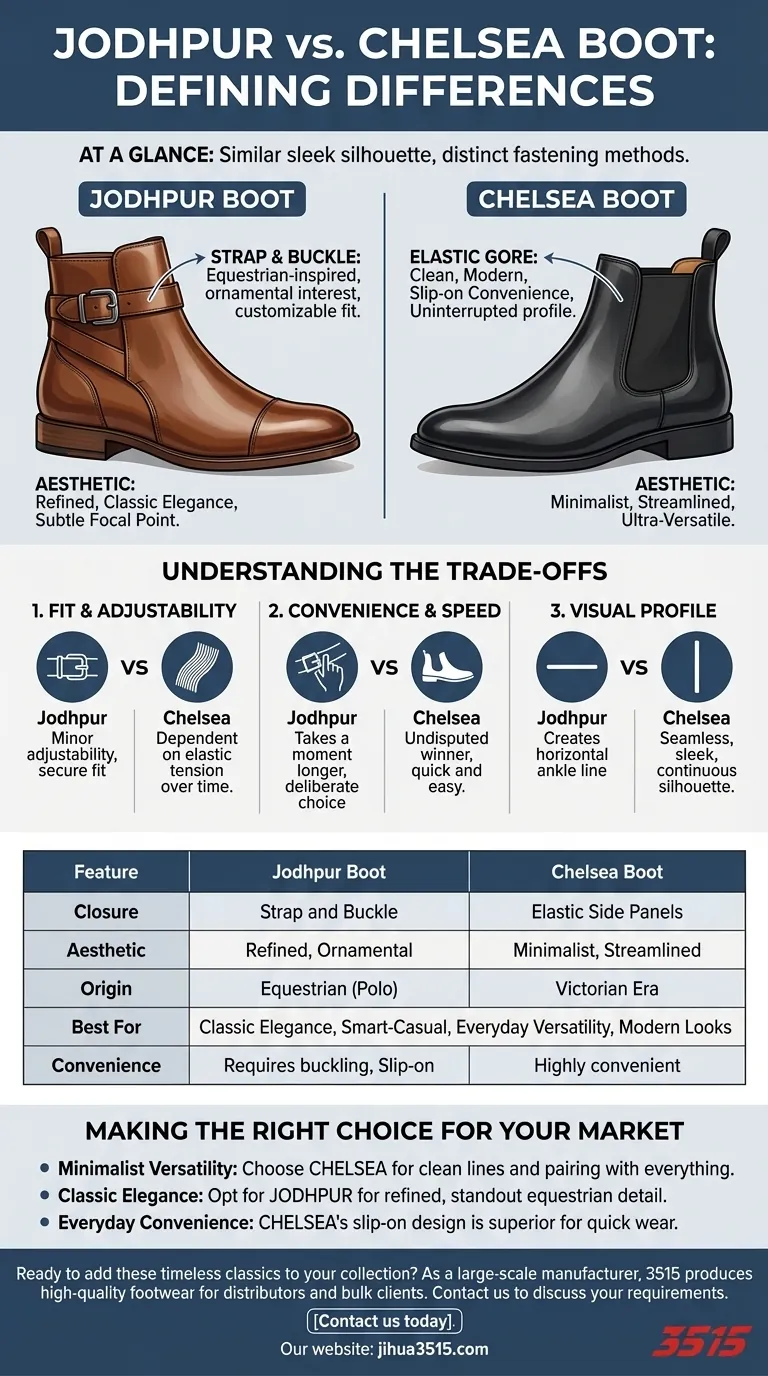 Qu'est-ce qui distingue la bottine Jodhpur de la bottine Chelsea ? Sangle vs. Fermeture élastique expliquée Guide Visuel
