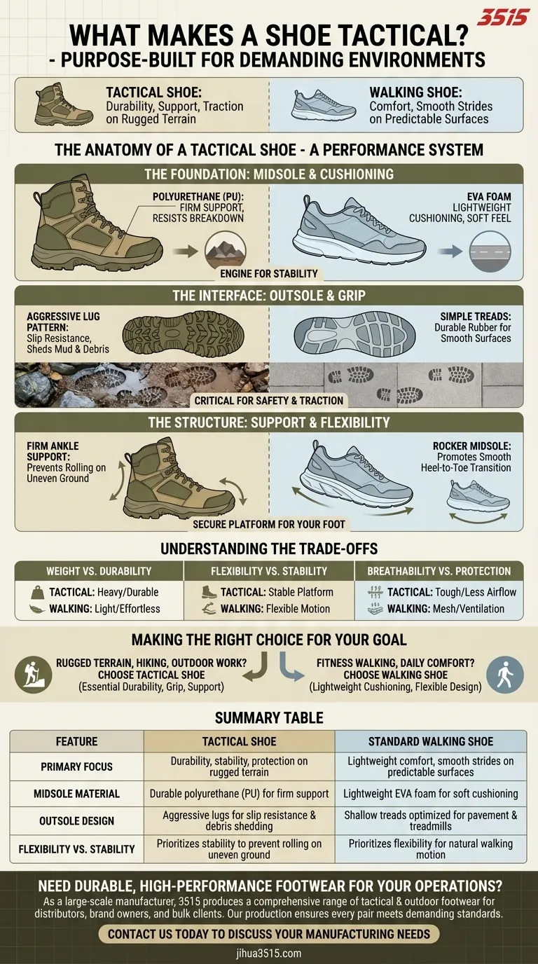 What makes a shoe tactical? Purpose-Built for Demanding Environments Visual Guide