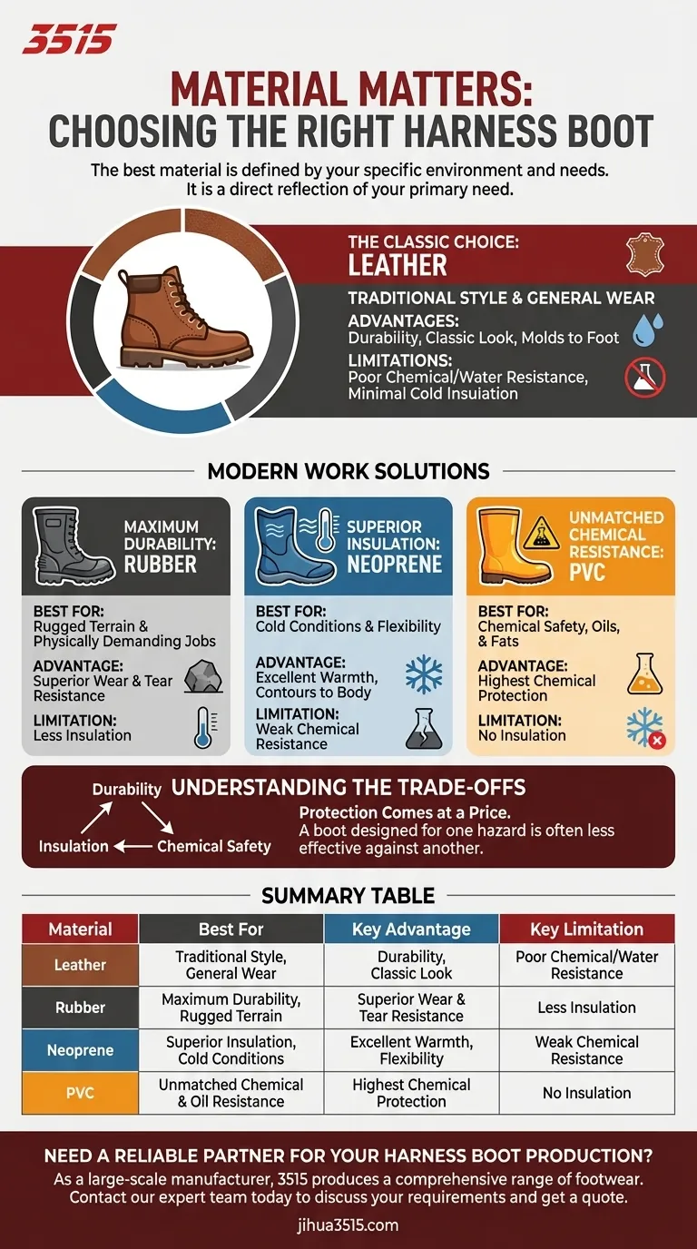 Quel matériau est recommandé pour les bottes de harnais ? Choisissez la bonne protection pour votre travail Guide Visuel