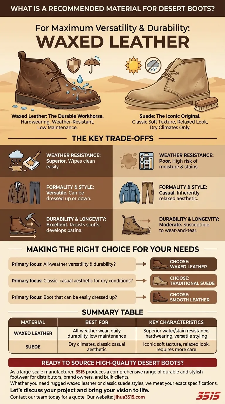 Quel est le matériau recommandé pour les desert boots ? Choisir entre cuir ciré et daim Guide Visuel
