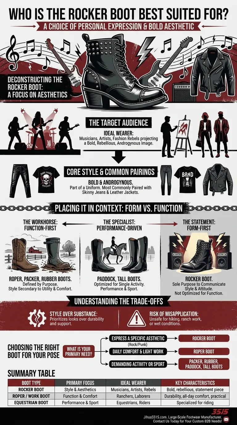 À qui conviennent le mieux les bottes rocker ? Un guide pour les musiciens et les rebelles de la mode Guide Visuel