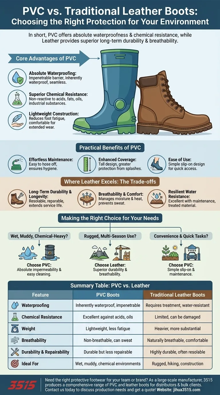 Quels sont les principaux avantages des bottes en PVC ? Protection imperméable et chimique inégalée Guide Visuel