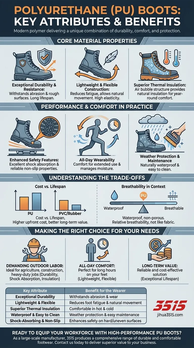 Quelles sont les caractéristiques clés des bottes en polyuréthane (PU) ? Découvrez une durabilité et un confort supérieurs Guide Visuel