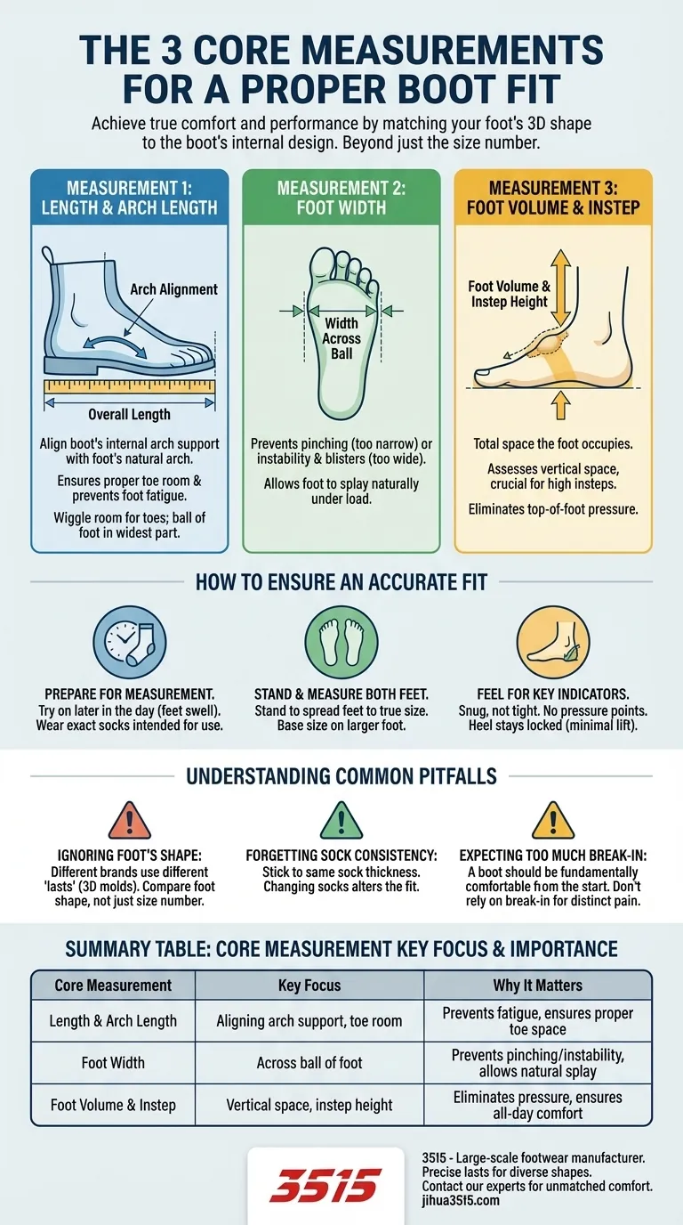 ブーツのフィット感を決める上で考慮すべき3つの主要な測定項目は何ですか？あなたにぴったりのフィット感を見つけよう ビジュアルガイド