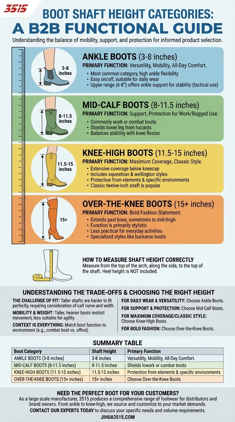 Quelles sont les différentes catégories de hauteur de tige pour les bottes ? Un guide de la fonction et de l'ajustement Guide Visuel