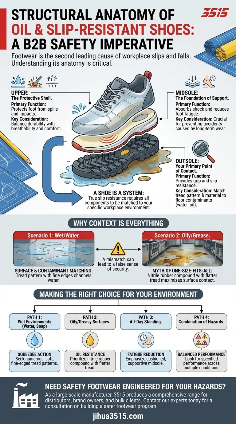 Pourquoi l'anatomie structurelle des chaussures antidérapantes et résistantes à l'huile est-elle importante ? C'est un système, pas une caractéristique unique Guide Visuel