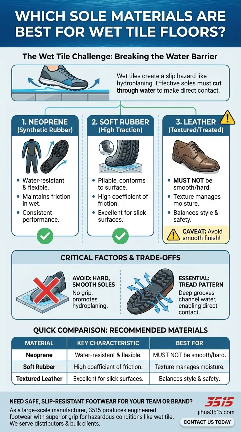 濡れたタイルの床に適したソール素材は何ですか？滑りやすい路面のための最も安全な選択肢を見つけましょう ビジュアルガイド