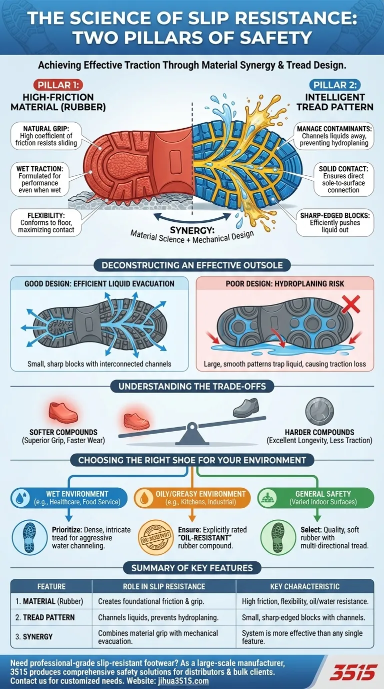 Quelle est une caractéristique importante des semelles de chaussures pour la résistance au glissement ? Le système double pour une adhérence ultime Guide Visuel